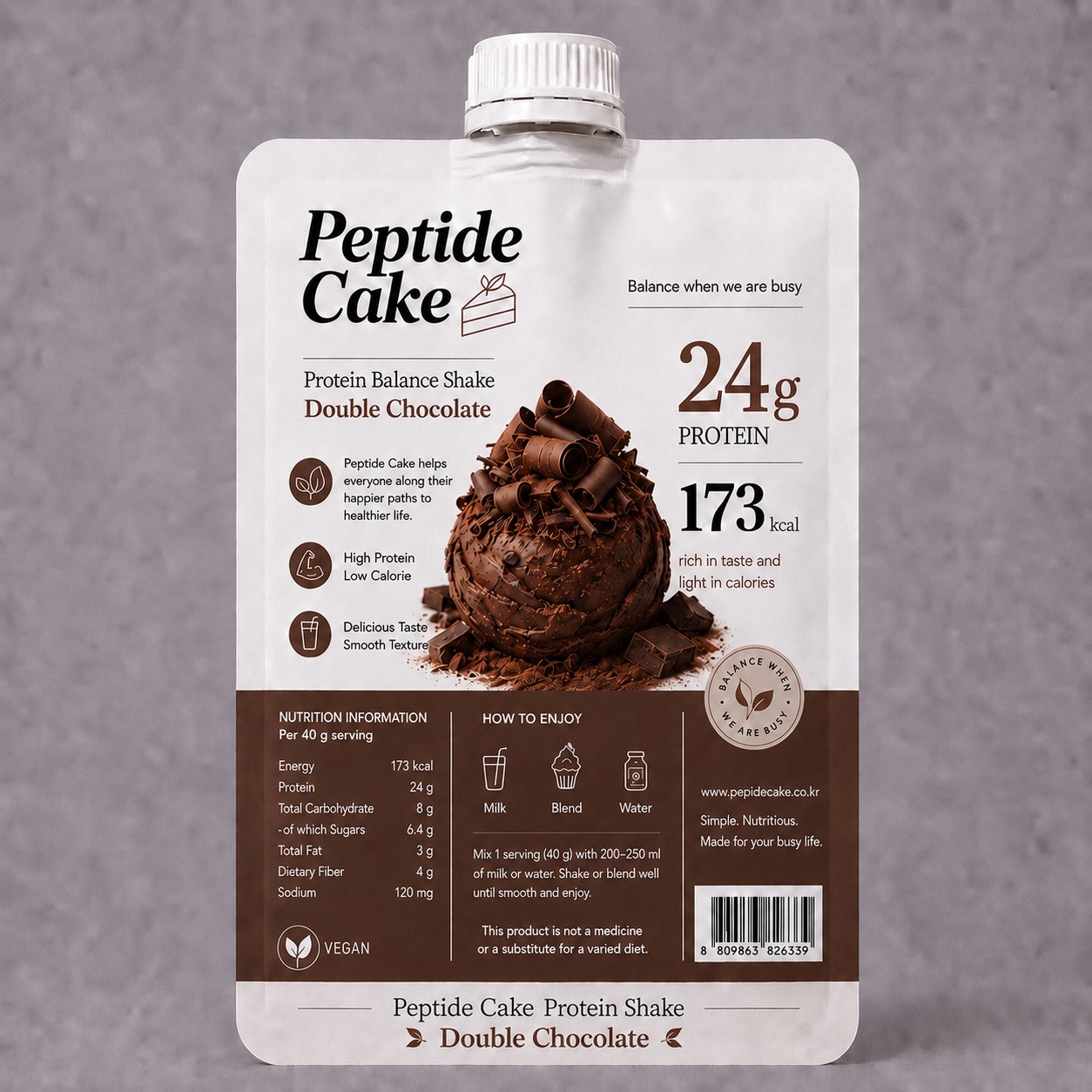 Peptide Cake Double Chocolate protein shake